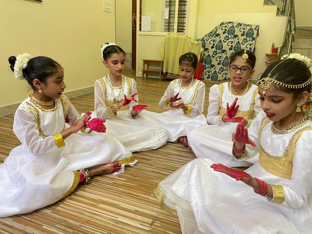 Young NrityaShrm students practising mudras