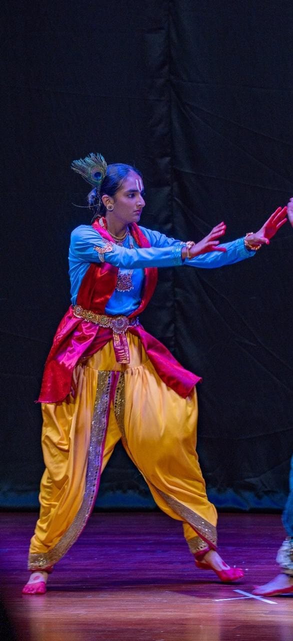 Kathak student dancing as Krishna